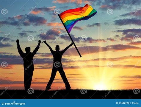 Silhouette Of Two Happy Gays Stock Image Image Of Rights People