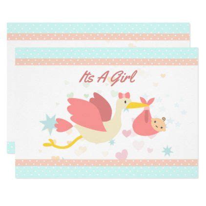 Baby Stork Stork Baby Showers Baby Shower Invites For Girl Girl Baby