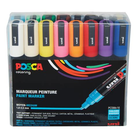 Posca Acrylic Paint Marker Pc 5m Medium 16 Color Set Kds Art Store