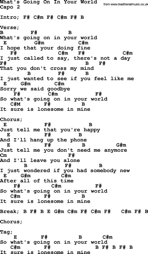 Whats Going On In Your World By George Strait Lyrics And Chords