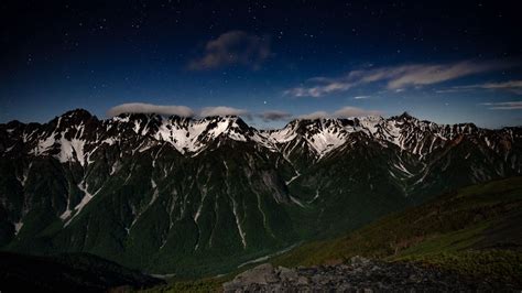 Download Wallpaper 1280x720 Mountains Night Landscape Peaks Starry