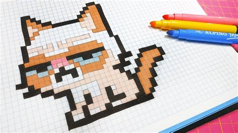 Pixel Art Hecho a mano - Cómo dibujar a Grumpy Cat | Dibujos en