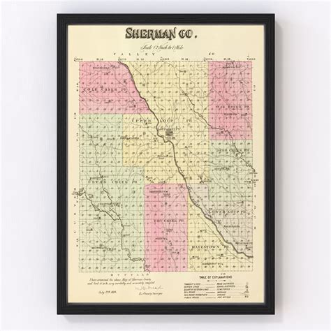 Vintage Map Of Sherman County Nebraska 1885 By Teds Vintage Art
