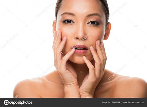 Beautiful Naked Asian Woman Perfect Skin Isolated White Stock Photo By