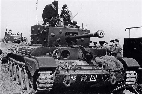 Churchill On A Cromwell Tank Whilst Visiting British Army Training