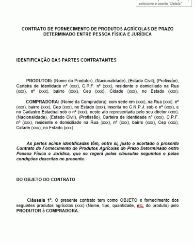 Modelo De Contrato De Fornecimento Modelo De Documentos Adm Direito