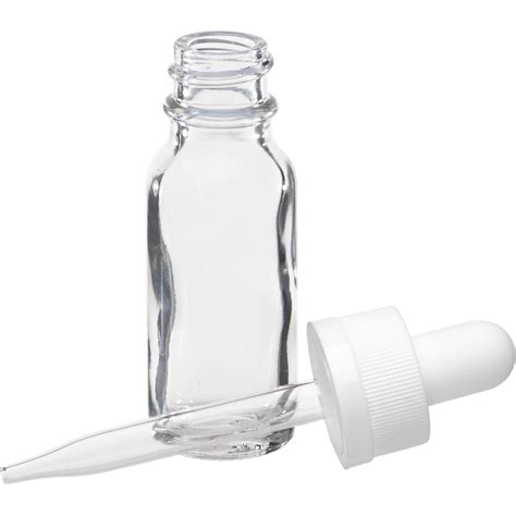 12 Oz Clear Boston Round Glass White Child Resistant Dropper Bottle