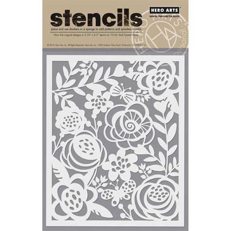 Hero Arts Bold Floral Stencil 525 X 65 Hallmark Scrapbook