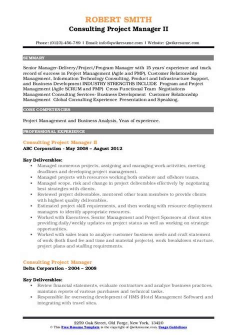 Mba resume writing is not a creative art project with beautiful graphics and fancy fonts. Consulting Project Manager Resume Samples | QwikResume