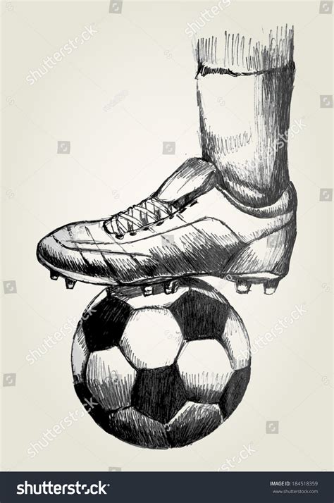 Sketch Illustration Of A Soccer Players Foot On Soccer Ball