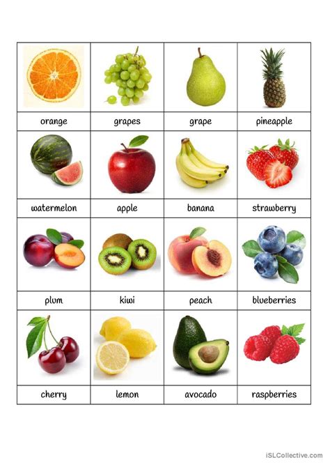 Fruit Pictionary Pictionary Pictur English Esl Worksheets Pdf And Doc