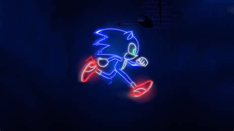 Sonic The Hedgehog Neon Sign 4k Ultra Hd Wallpaper Background Image