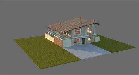Realtime Low Poly 3d House With Backyard Cgtrader