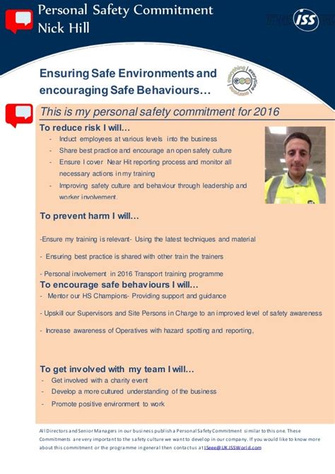 Nick Hill Personal Safety Commitment 2016