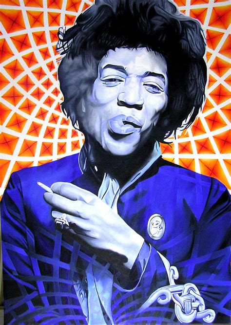 Jimi Hendrix Orange And Blue Painting By Joshua Morton