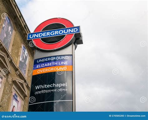Whitechapel Train Station London Underground Signpost Editorial Photo