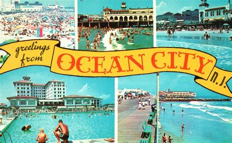Vintage Postcard Greetings From Ocean City New Jersey Beach Scene