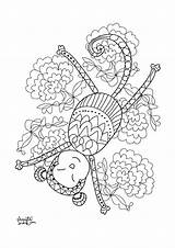 Monkey Coloring Pages Adult Adults Anti Young Stress Zen Year Printable Print Colorings Color Getcolorings Simple sketch template