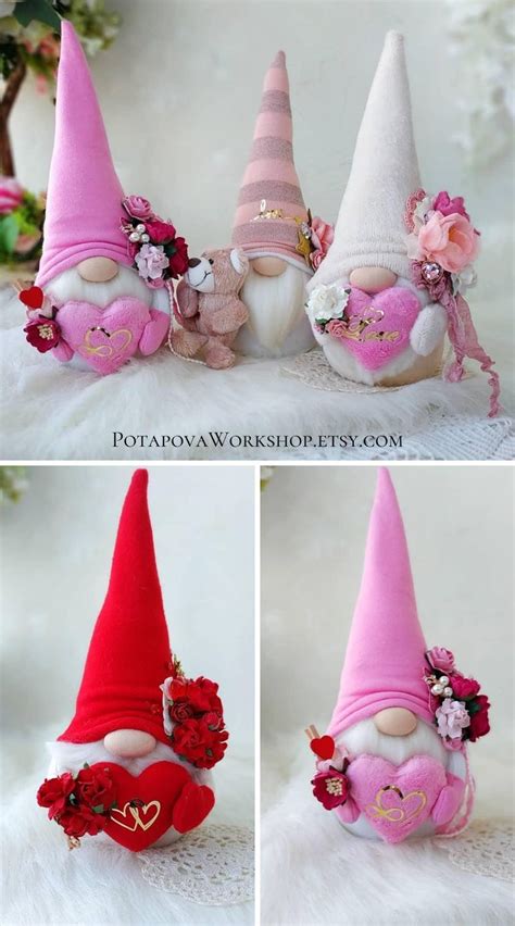 Flower Gnomes Sweetheart Gnomes Etsy Diy Valentines Crafts