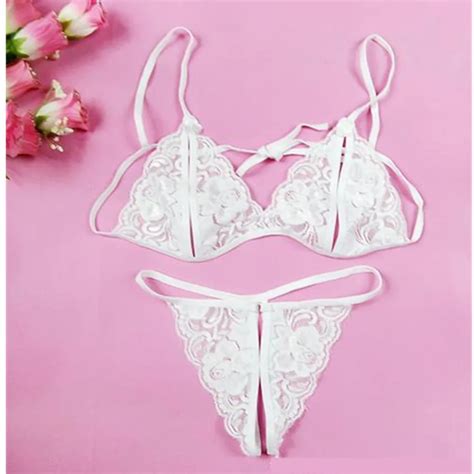 Sexy Lingerie Lace Temptation Perspective Three Point Underwearset Micro Sexy Costumes Women Sex
