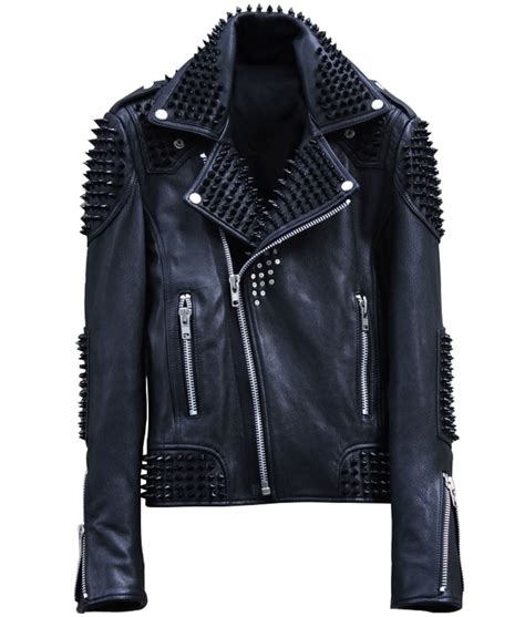 Studded Black Motorcycle Genuine Leather Jacket