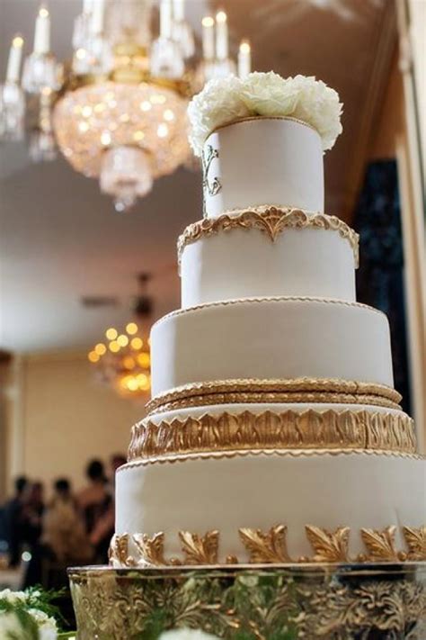 Ivory Wedding Gold Cake 2052966 Weddbook