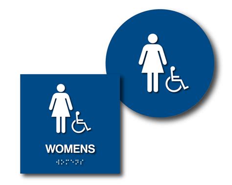 Womens Handicap Restroom Sign Bundle 8″h X 8″w 12″ Circle Harvey