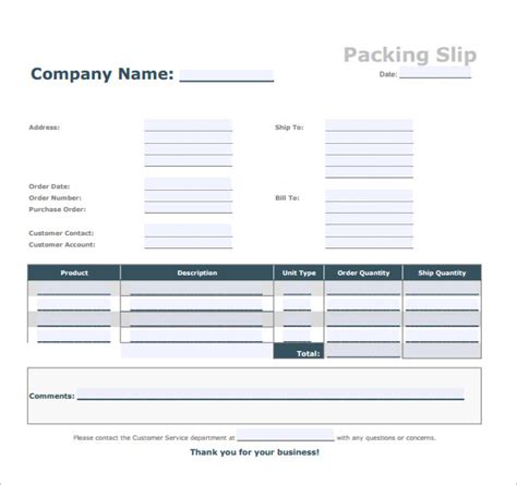Packing List Template Doctemplates
