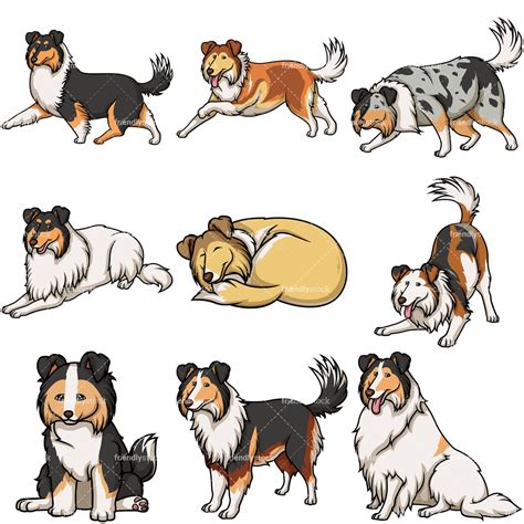Collie Dogs Cartoon Vector Clipart Friendlystock