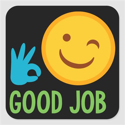 Good Job Emoji Square Sticker Zazzle Yummy Emoji Teacher Stickers
