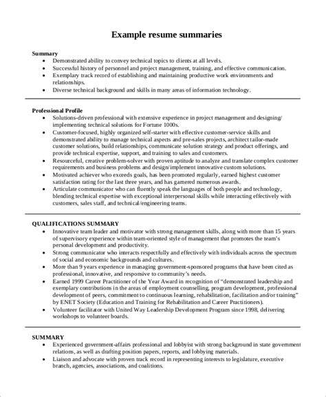 A resume summary statement is not the same as a resume objective. FREE 9+ Resume Samples in MS Word | PDF