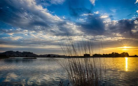 Lake Morning Sun Sunrise Clouds Wallpaper Nature And Landscape