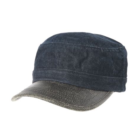 Withmoons Cadet Cap Denim Vintage Hat Faux Leather Brim Nc4691 Ebay
