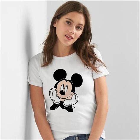 Buy Tee Shirt Basic Mickey Mouse T Shirt Women Casual O Neck Harajuku Summer Top Fashion White