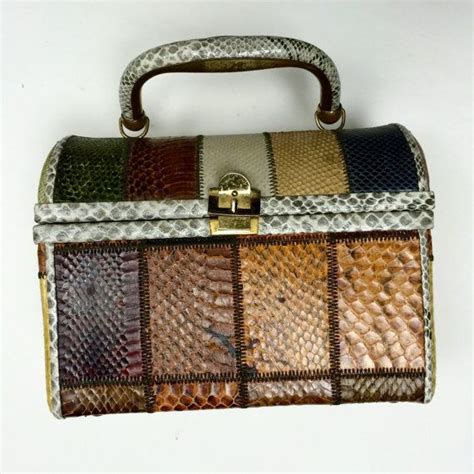 Vintage 1950s Patchwork Snakeskin Handbag Snake Box Purse 50s Etsy