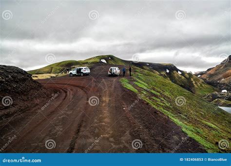 4wd Car Travel Off Road In Landmannalaugar Iceland Stock Image Image