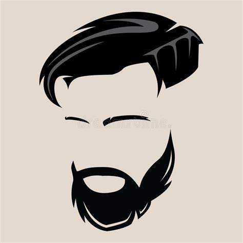 Black And White Vector Face With Hairstyle And Beard Stock Vector