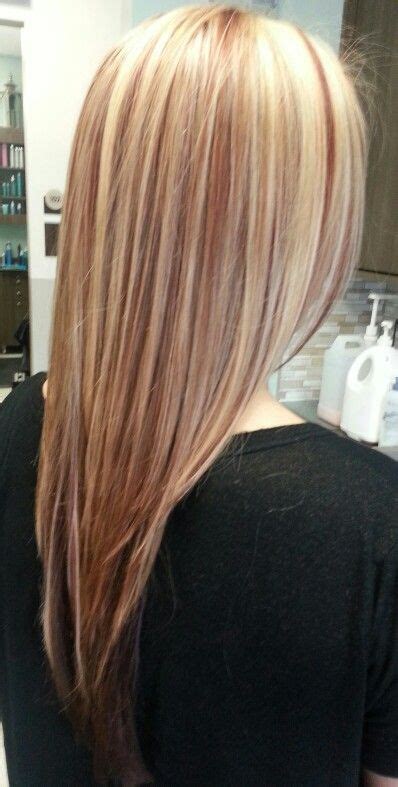 Blonde Hair With Red Paneled Lowlights Red Blonde Hair Blonde Hair