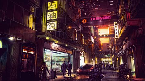 Wallpaper Night Artwork Futuristic City Cyberpunk Cyber City