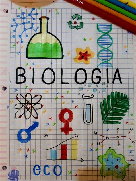 A Notebook With The Words Biologia Written On It Surrounded By Doodles