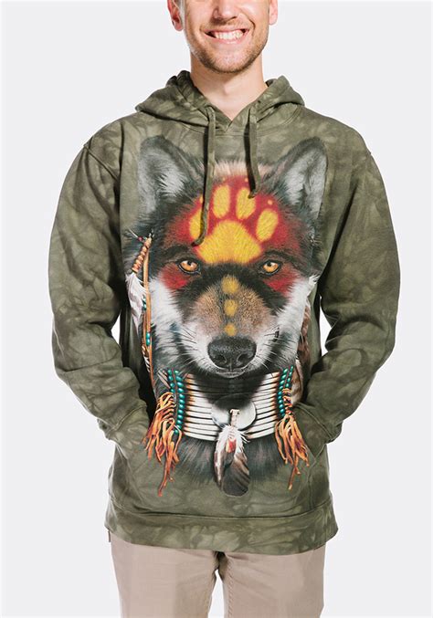 The Mountain Adult Unisex Hoodie Sweatshirt Native Wolf Spirit
