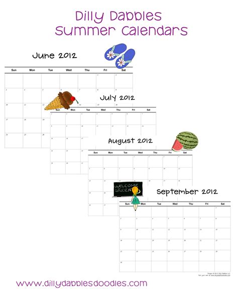 Printable Summer Calendar