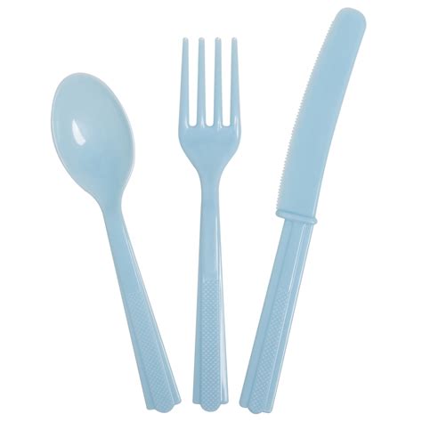 Assorted Plastic Silverware For 8 Light Blue 24pc