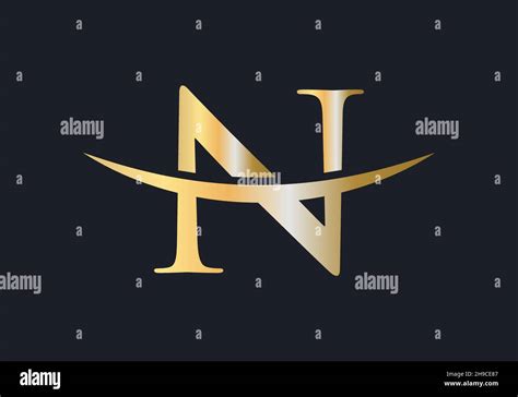 Initial Gold N Letter Logo Design N Logo Design Vector Template Stock