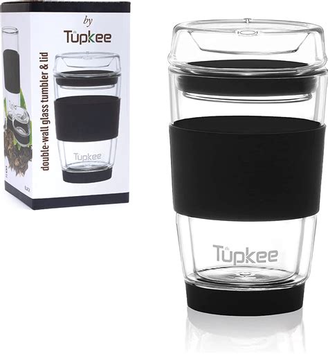 tupkee double wall glass tumbler 8 ounce all glass reusable insulated tea coffee