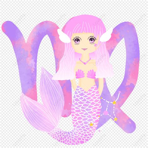 Virgo Zodiac Mermaid Love Pearl Hand Painted Decorative Pattern Png
