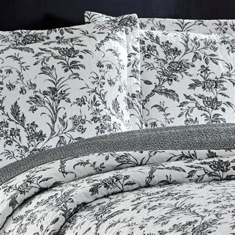 Laura Ashley Amberley 3 Piece Black And White Floral Cotton Fullqueen