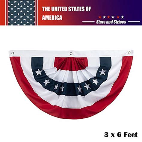 Haumenly American Flag Bunting Usa Patriotic Pleated Fan Flag United