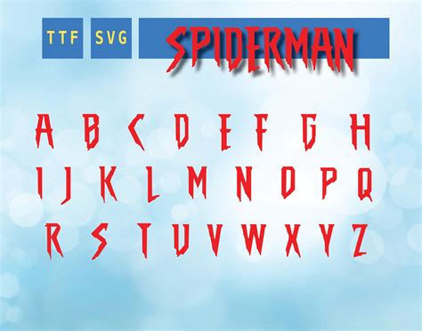 Spiderman Svg CRICUT CLIPART FILE Digital Alphabet Font Svg Etsy