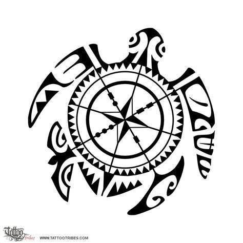 Compass Turtle Direction Turtle Compass Original Polynesian Tattoo Design